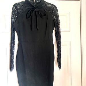 SHEIN Black Lace Long Sleeve Dress